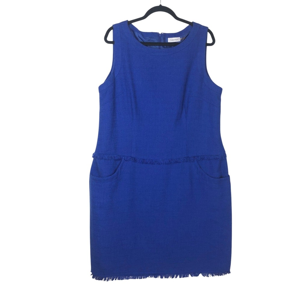 Calvin Klein Womens Sheath‎ Dress Size 16W Blue Office Career Workwear Business
